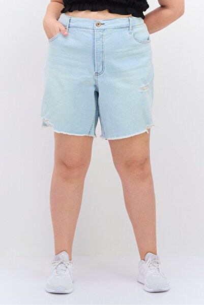 Jessica Simpson Women Plus Size Rip Denim Shorts, Blue