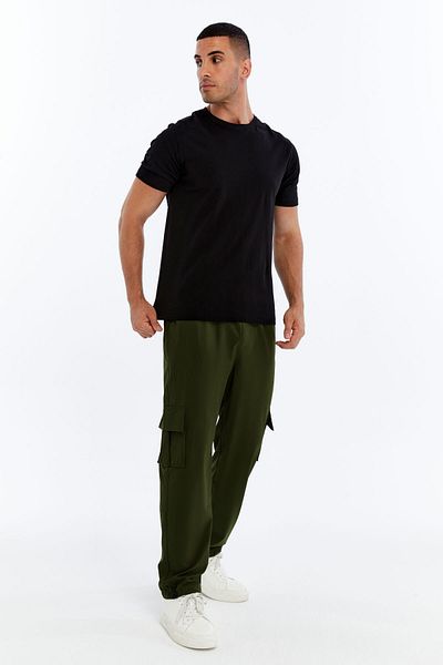 KRAVEN Men's Oversize Loose Fit Cargo Pocket Premium Sweatpants Parachute Fabric Adjustable Leg Clip-On Baggy Trousers