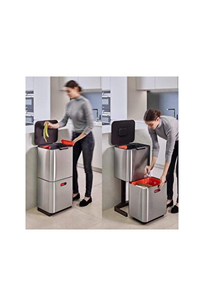 Joseph Joseph JJ Totem Çöp Kovası 60 Litre Paslanmaz Çelik