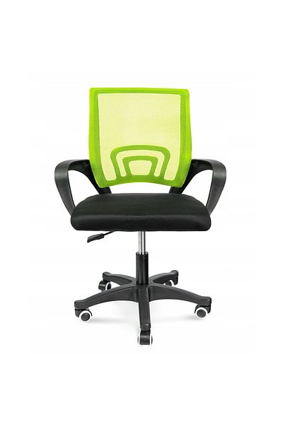JollyMag Scaun de birou, rotativ, cu plasa, cotiere, negru si verde, 63x48x84/94 cm
