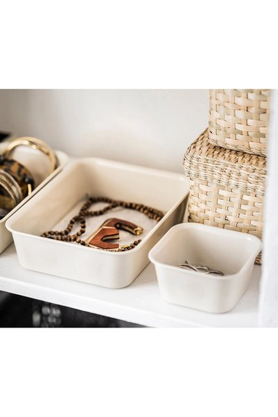 IKEA 3 bucăți cutii organizatoare pentru dulap, set de 3 sertare de depozitare pentru birou, din plastic, culoare bej