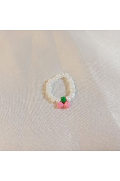 Crystal Atelier Miyuki Bead Cherry Ring-Cherry Ring-Miyuki Ring-Minimal Cherry Ring-Bead Ring-Braid Ring