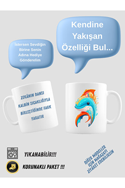 Kişiye Özel Hayvan Figürlü Kupa – Motivasyonel Porselen Bardak 300ml