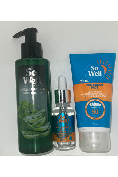 Sowell Güneş Kremi Spf 50 Plus 75 ml & Hyaluronic Serum 20 ml & Aloe Vera Jel...