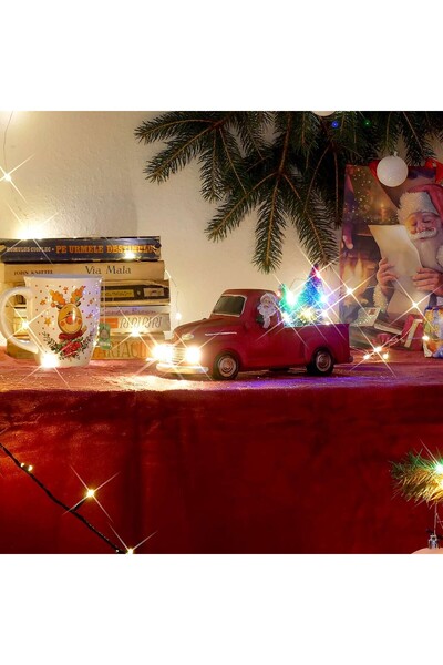 JollyMag Christmas decoration, polyresin, Santa Claus in a pickup truck with a Christmas tree, LED, 11x24x11 cm, 3xAA