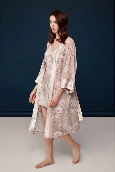Bonnie Clyde Printed Floral Pattern Elegant Posture Nightgown-Dressing Gown Boxed 2-Piece - Printed - Ilc2.30L02X7Gjec-Bas