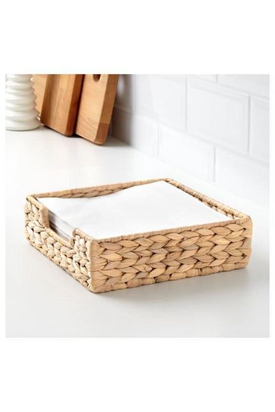 IKEA Straw Napkin Holder 18X18 cm Water Hyacinth