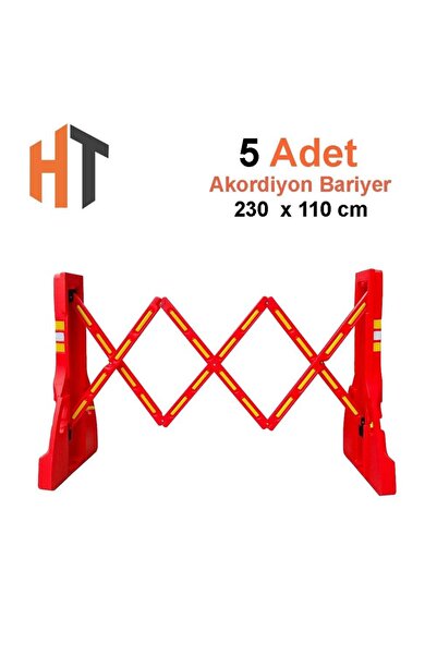 Hayat Trafik 5'li Akordiyon Bariyer Seti Kırmızı 230 x 110 cm
