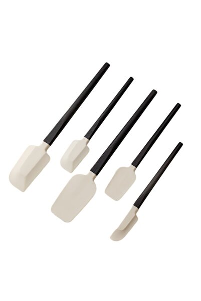 Flo Set 5 Ustensile de Bucatarie, Kitchen PRO, din Silicon si Lemn, Spatule de Diferite Dimensiuni,