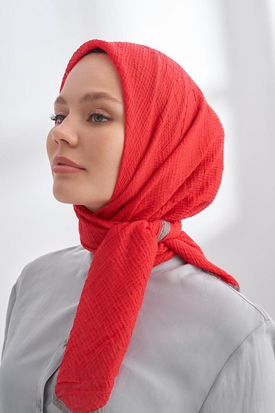 ARMANDA Muslin Piping Scarf 3353-Red