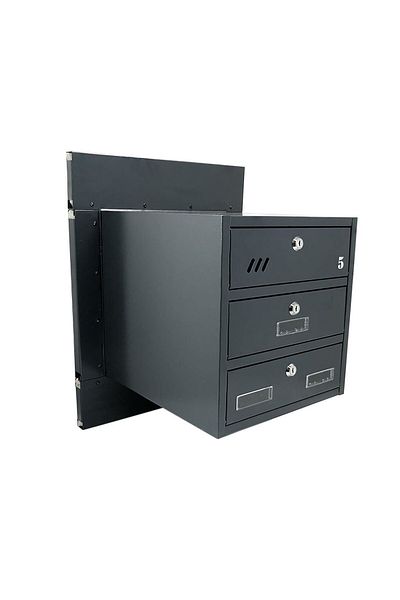 JollyMag Cutie postala, multifamilie, cu cadru/rama, antracit, 3 module, 40x36x52 cm, Damech