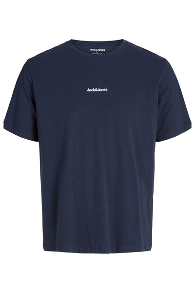 Jack & Jones J&J Jjmine Men's Logo Back Logo Printed T-Shirt Navy Blue A2222