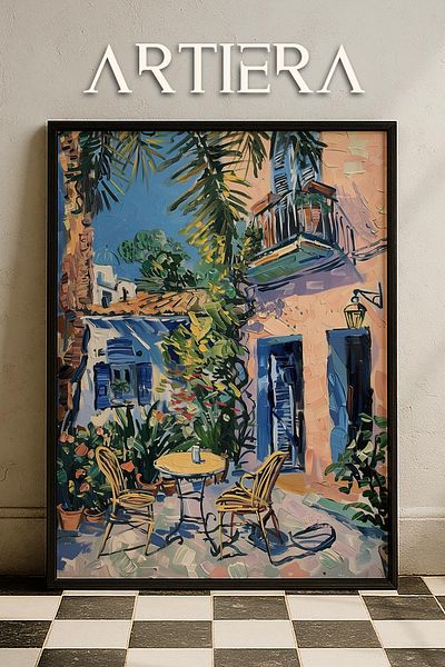 HİGUERA Masa de bucatarie cu rama din lemn in stil italian mediteranean modern Amalfi, decorare pentru bar cafenea bucatarie
