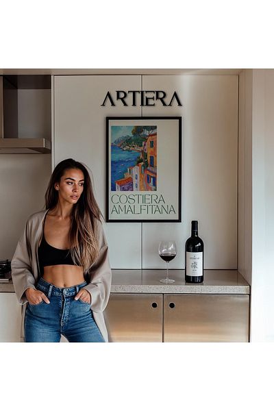 HİGUERA Masa de bucatarie cu rama din lemn in stil italian mediteranean modern Amalfi, decorare pentru bar cafenea bucatarie