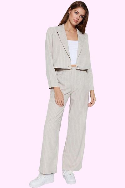PayBuy Women's Wide Leg Striped Pants High Waist Wide Leg Crepe Woven Summer Indispensable