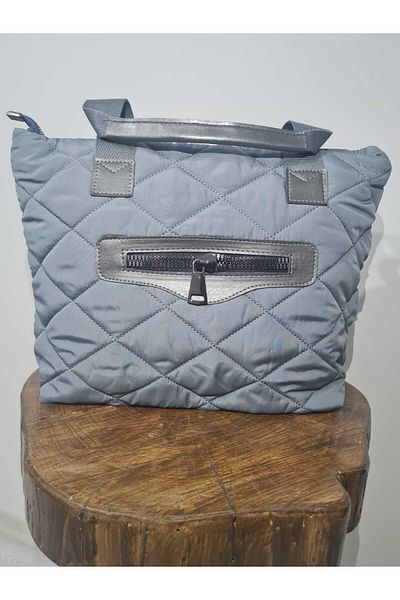 glowfit Women's Gray Color Quilted Patterned Large Puffy Bag