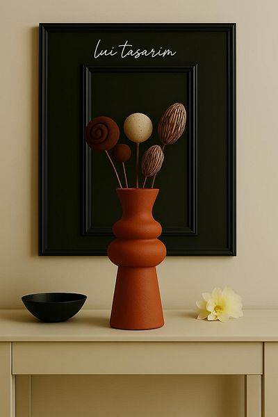 Lui Tasarım Cream Color Vase Nordic Style Modern Minimalist Simple Decorative 31 cm Vase