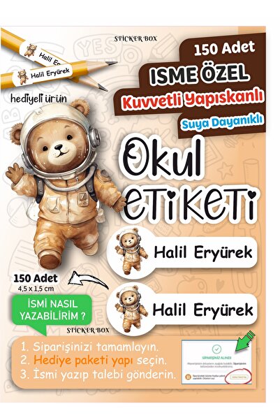 Think And Print Okul Etiketi Kalem Defter isimli Etiket Isim Yazılabilen Astr...