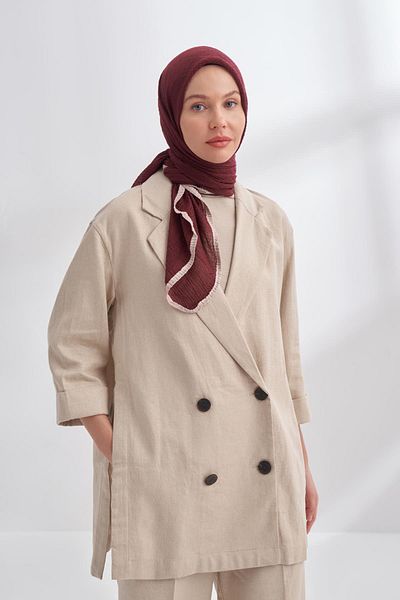 ARMANDA Muslin Piping Scarf 3353-Burgundy