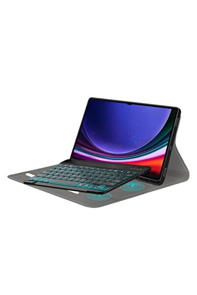 Flo Husă de protecție cu tastatură pentru Samsung Galaxy Tab S9 Ultra/S10 Ultra, A58, silicon flexibil, întuneric profund