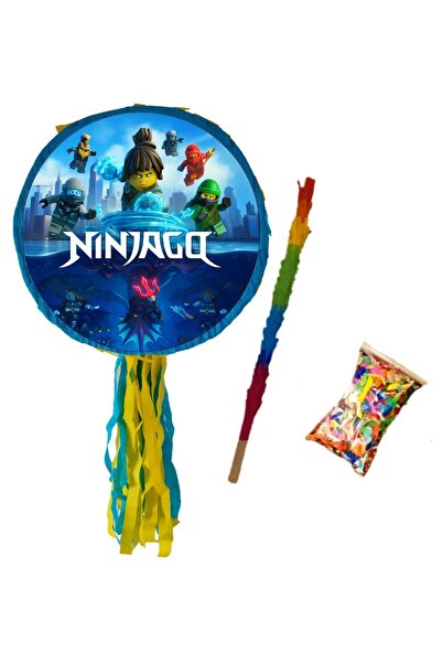 PinaStar Pinata Ninjago Star cu 10 figurine Ninja, bat si confetti, Pinastar.