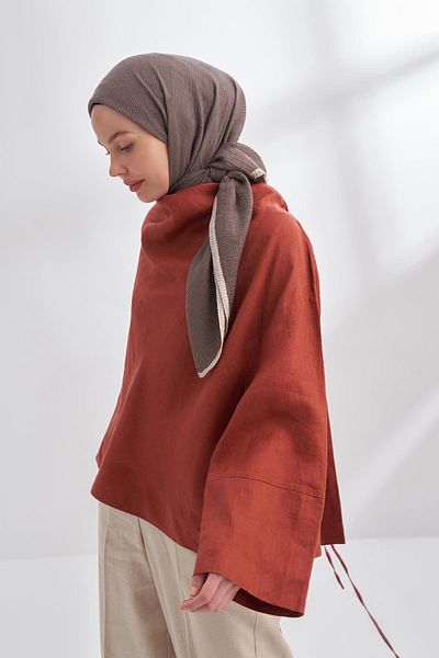 ARMANDA Muslin Piping Scarf 3353-Duman
