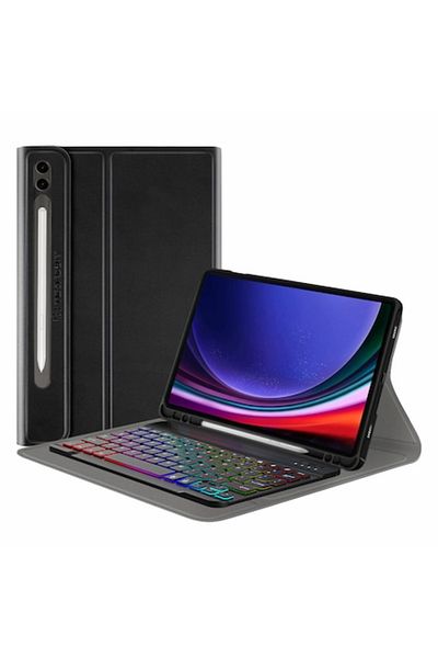 Flo Protective Case with Keyboard for Samsung Galaxy Tab S9 Plus/S10 Plus, A46, Silicon Flex, Deep Dark