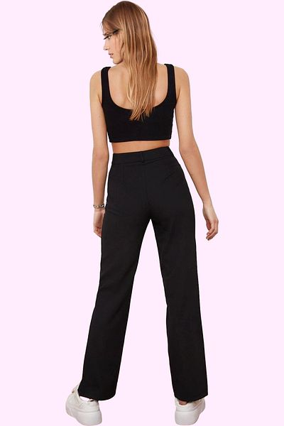 PayBuy Women's High Waist Straight Pants Woven Fabric Casual Daily Weekend Durable Material