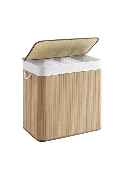 JollyMag Cos rufe, 3 compartimente, bambus, natur, 150 L, 60x40x61.5 cm, Artool