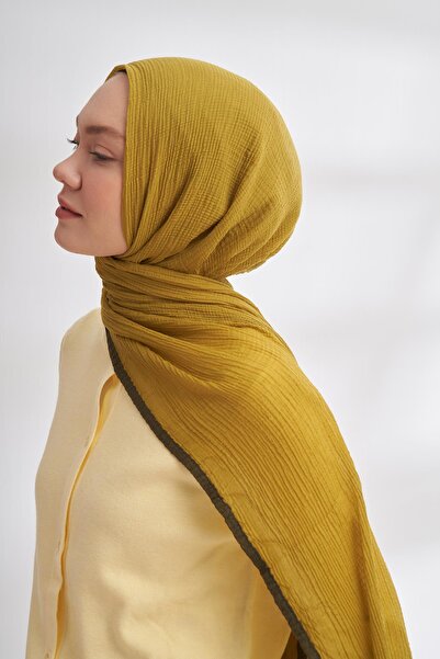 ARMANDA Muslin Piped Shawl 3352-Zeytin