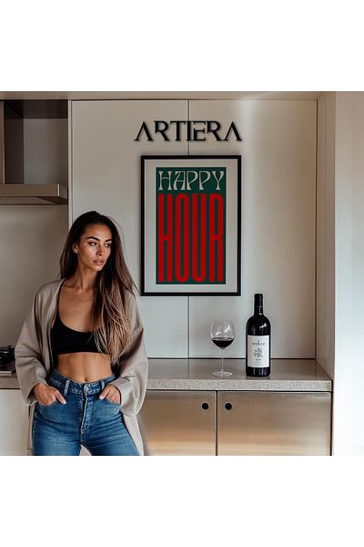 HİGUERA Tipografie Modernă Stil Italian Mediteranean Masa de Bucătărie Cu Cadru Din Lemn, Decorare Bucătărie Cafenea Bar