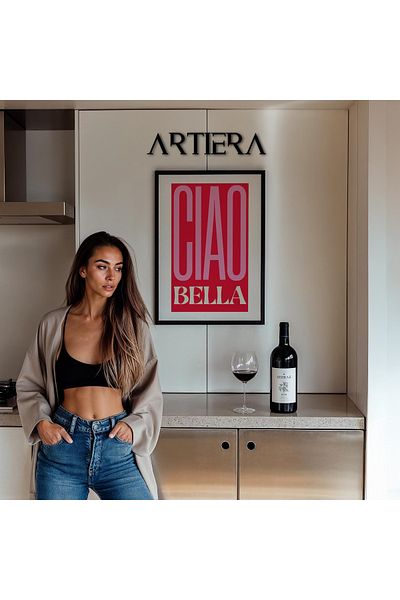 HİGUERA Tipografie Modernă Stil Italian Mediteranean Masa de Bucătărie Cu Cadru Din Lemn, Decorare Bucătărie Cafenea Bar