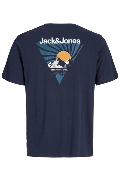 Jack & Jones J&J Jjmine Men's Logo Back Logo Printed T-Shirt Navy Blue A2222