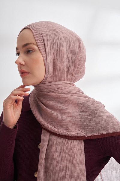 ARMANDA Şal de muselină 3352-Pudră de ceaţă