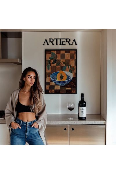 HİGUERA Fructe - Masa de bucatarie cu rama din lemn in stil italian mediteranean modern, decorare pentru bar cafenea bucatarie
