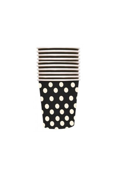 Flo Σετ 10 χάρτινα ποτήρια, μαύρα με χρυσές βούλες