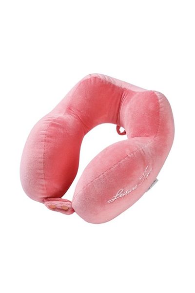 Flo Travel Pillow, Adjustable Neck Pillow with 4 Bumps, Cotton, Pink
