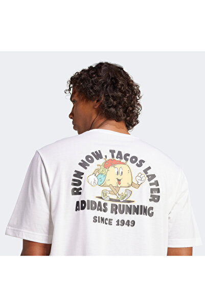 adidas Ανδρικό λευκό μπλουζάκι για τρέξιμο με γραφικό Taco After Run