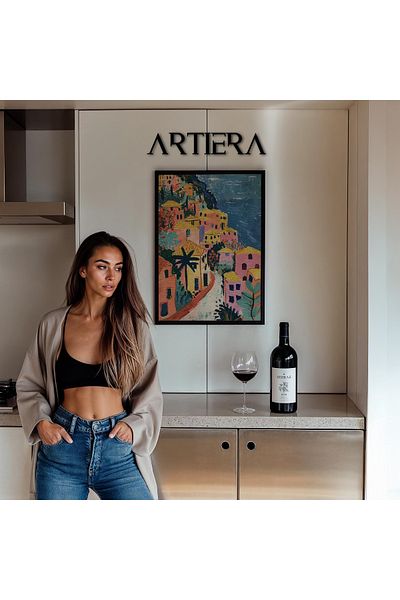 HİGUERA Masa de bucatarie cu rama din lemn in stil italian mediteranean modern Amalfi, decorare pentru bar cafenea bucatarie