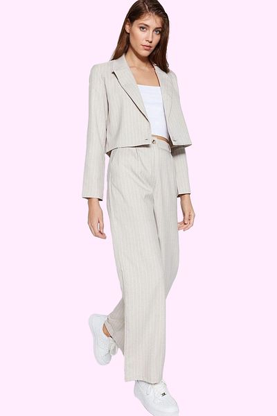 PayBuy Women's Wide Leg Striped Pants High Waist Wide Leg Crepe Woven Summer Indispensable