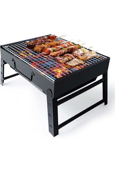 Generic Folding Charcoal Barbecue Grill – Portable Outdoor BBQ Grill