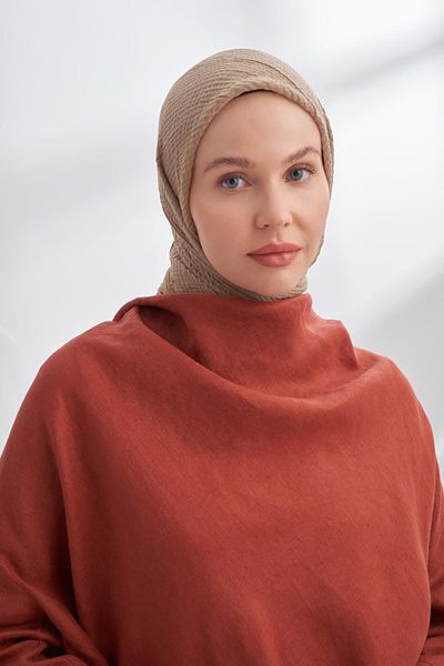 ARMANDA Muslin Piping Scarf 3353-Toprak