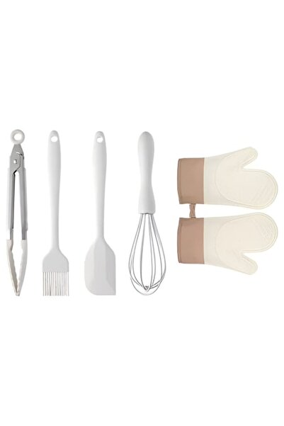 Flo Set 5 ustensile de bucătărie - silicon și oțel inoxidabil, mini spatulă, tel, clește, ulei B