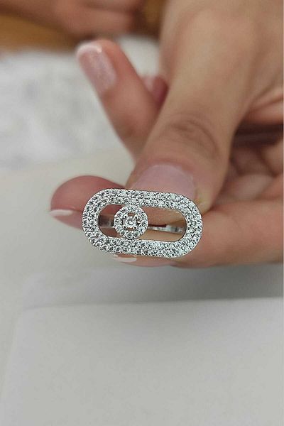 KYOLA DESİGN Elegant Zircon Stone Adjustable Women's Silver Color Ring
