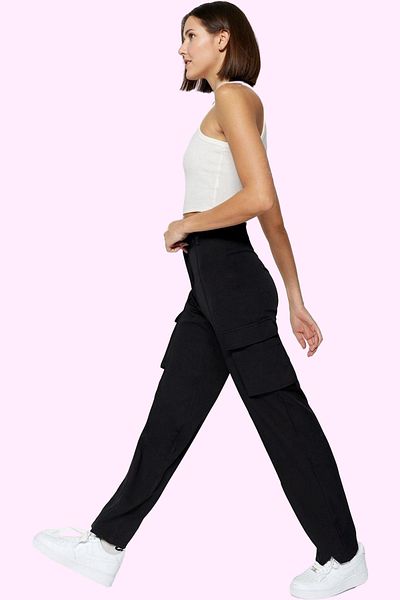 PayBuy Women's High Waist Straight Straight Cut Pants Casual Combinations with Double Pockets Durable Material