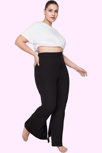 PayBuy Women's High Waist Spanish Leg Flare Pants Knitted Plain Pattern Daily Use Modern Design