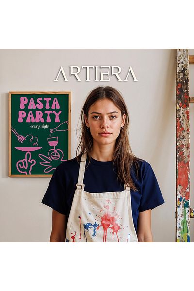 HİGUERA Tipografie Modernă Stil Italian Mediteranean Masa de Bucătărie Cu Cadru Din Lemn, Decorare Bucătărie Cafenea Bar