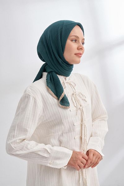 ARMANDA Muslin Piping Scarf 3353-Smalt