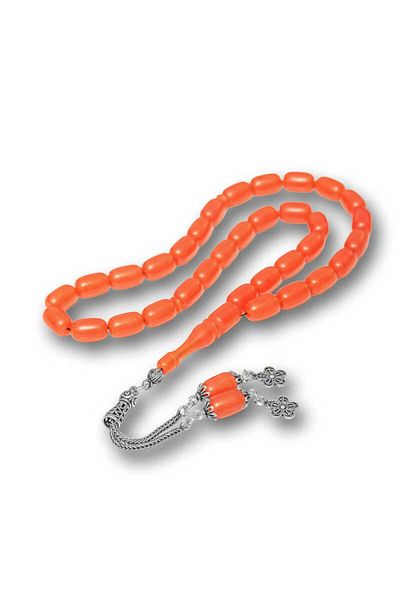 dododan Silver Tasseled Capsule Cut Squeezing Amber Rosary