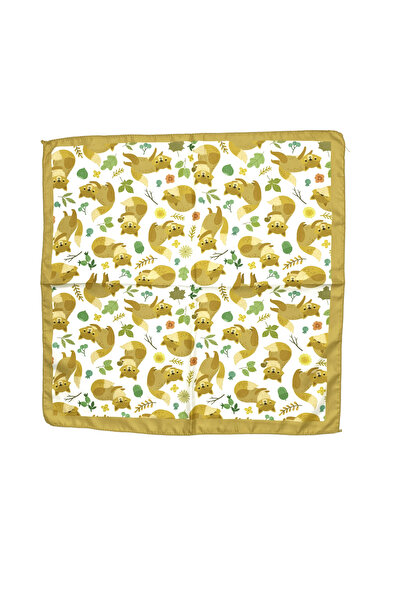 Sultan İpek Tilki Desenli Fular/Bandana 48x48